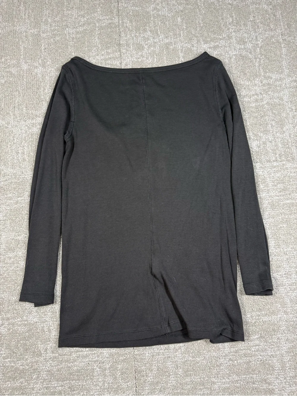Everlane Black Ribbed Long Sleeve Crewneck Shirt Women Size M - Picture 6 of 6